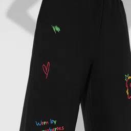 The Souled Store Typography Printed Flared Pure Cotton Mid-Rise Trousers image 4