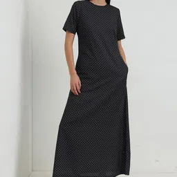 FableStreet Polka Dot Print Crepe A-Line Maxi Dress-picture-41