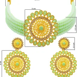 Women Click Gold Plated Stones Studded & Beaded Jewellery Set image 2