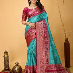 KAYOMMI Woven Design Bandhani Zari Kanjeevaram Saree-picture-25