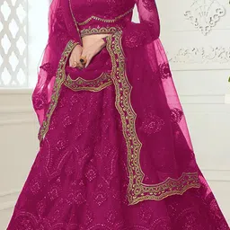 BAESD Girls Embroidered Zari Work Semi-Stitched Lehenga & Unstitched Blouse With Dupatta image 3