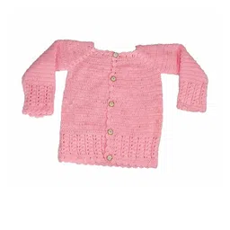 Cute Collection Hand Made Crochet Woolen Sweater Cum Jacket with Cap image 2