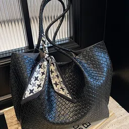 StyleCast Textured Structured Shoulder Bag With Scarf image 4