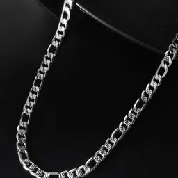 PYR FASHION Men 925 Sterling Silver-Plated Figaro Link Chain-picture-30