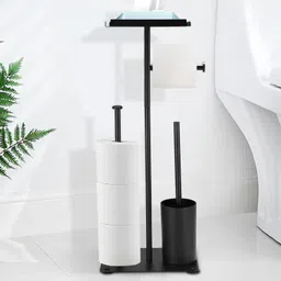 house of quirk Toilet Paper Holder Standing with Toilet Brush with Wet Wipes Box Stainless Steel Toilet Paper Holder-picture-10
