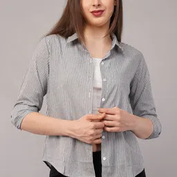 swaggish Women Regular Fit Striped Spread Collar Casual Shirt-picture-26