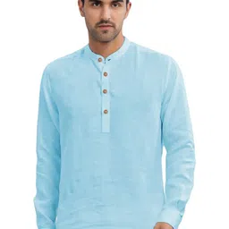 Navkanj Band Collar Roll-Up Sleeves Straight Short Kurta-picture-24