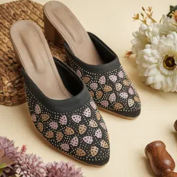 Anouk Embellished Party Block Mules-picture-11