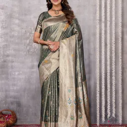 KALINI Ethnic Motifs Zari Banarasi Saree-picture-13