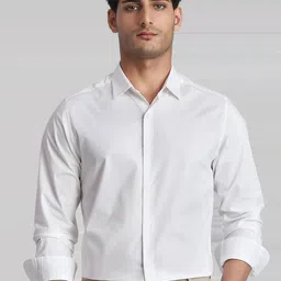 Mufti Men Slim Fit Solid Spread Collar Cotton Casual Shirt-picture-36