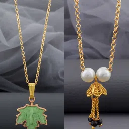 Birado Jewellery Set Of 2 Stainless Steel Gold-Plated Artificial Beaded Minimal Necklace-picture-10