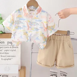 INCLUD Boys Dinosaur Printed Short Sleeves Shirt With Shorts-picture-42