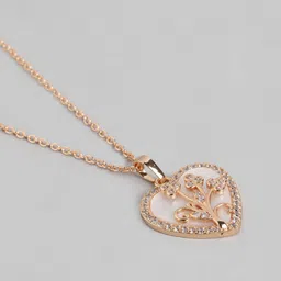 Carlton London Dual Tone CZ Studded Heart Pendant and Earring Set image 4