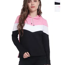 DEEPMAYRA COLLECTION Women 2 Colourblocked V-Neck Monochrome T-shirt-image-25