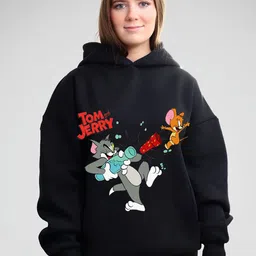 RAYACLOSET Women Graphic Printed Oversized Hooded Sweatshirt-image-53