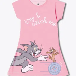 YK Warner Bros Girls Tom & Jerry Character Printed A-Line Dress-picture-58