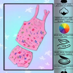 HUXX Girls Pack Of 5 Printed Pure Cotton Top with Shorts image 5