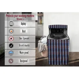 The Furnishing Tree Blue & Black Polyester Waterproof Top Load Washing Machine Cover image 3