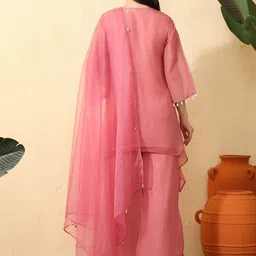 Sangria Women Embroidered Regular Mirror Work Kurta with Palazzos & With Dupatta image 5