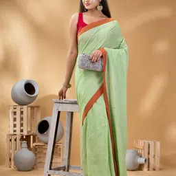 DESH BIDESH Pure Cotton Solid Saree image 3