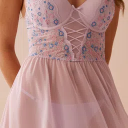 La Vie en Rose Floral Embroidered Laced Babydolls image 2