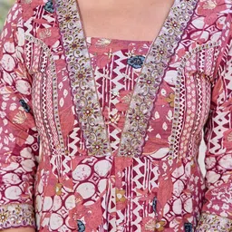 Anouk Women Floral Embroidered Cotton Kurta with Trousers & Dupatta image 3