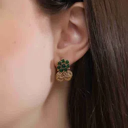 Fashion Frill Gold-Plated Stainless Steel Stones Studded Lakshmi Goddess Jewellery Set image 5