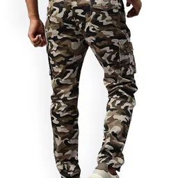 BAESD Men Camouflage Printed Relaxed Cotton High-Rise Cargos Trousers image 2