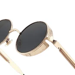 SPADEACES Unisex UV Protected Lens Round Sunglasses Steampunk Gold Black-61 image 2