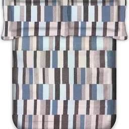 LABHAM Blue & Black Geometric 180 TC King Bedsheet with 2 Pillow Covers image 4