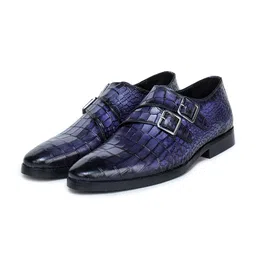 MILLE DOLLARI Men Textured Leather Formal Monk Shoes image 2