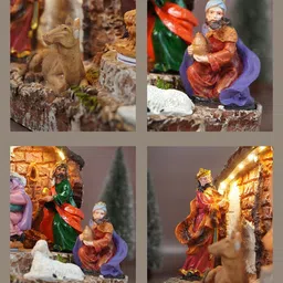Little Surprise Box LLP Brown Light & Musical Jesus Family Christmas Showpiece image 2