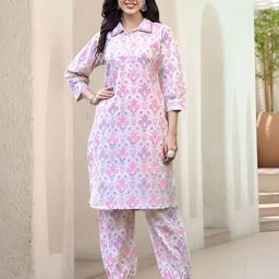Anouk Rustic Women Ethnic Motifs Printed Shirt Collar Kurta with Pyjamas-picture-3