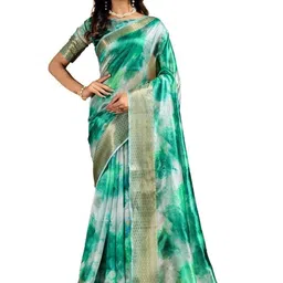 G R K Fashion Textile Tie and Dye Silk Blend Mysore Silk Saree image 3