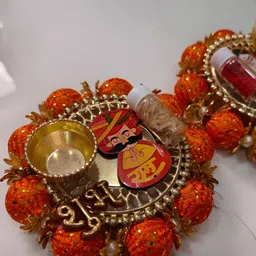 Sellplus 2-Pcs Red & Yellow Roli Chawal Plates image 2