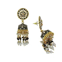 FEMMIBELLA Gold Plated Dome Shaped Jhumkas Earrings image 5