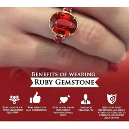 RAVIOUR LIFESTYLE Unisex Gold-Plated Brass Ruby Finger Ring image 2