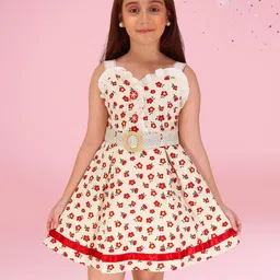 CUTECUMBER Girls Floral Print Applique Fit & Flare Dress-picture-34