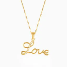GIVA 925 Sterling Silver Gold-Plated CZ Studded All About Love Pendant With Link Chain-image-1