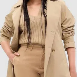 GAP Women Notched Lapel Full-Sleeve Cotton Trench Coat image 5