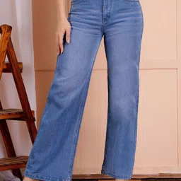 Flying Girls Women Classic Straight Fit High-Rise Light Fade Acid Wash Stretchable Jeans-picture-17