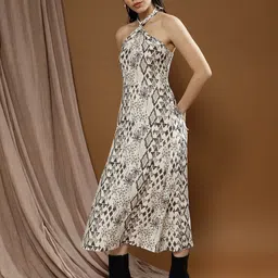 Boho By Athena Bohemian Women Print Halter Neck A-Line Midi Dress image 4