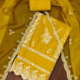 KALINI Embroidered Organza Unstitched Dress Material-picture-36