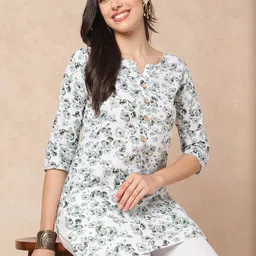 KALINI Women Green Rayon Floral Printed Top-image-42