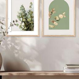 Kotart Brown & Green 2 Pieces Floral Printed Wooden Wall Arts-picture-3
