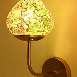 SOMIL Green & Orange Printed Glass Abstract Shaped Shaped Wall Lamp-picture-23