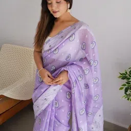 CaniBani Paisley Zari Silk Blend Handloom Banarasi Saree image 2