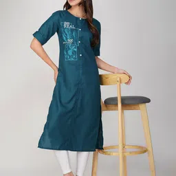 Rootover 30 Women Roll-Up Sleeves Round Neck Kurta-picture-18