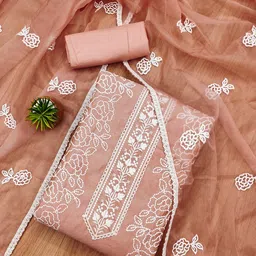 Rangtulika Ethnics Women Embroidered Art Silk Unstitched Dress Material-image-40