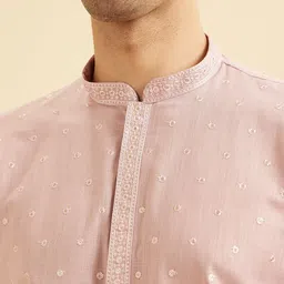 Manyavar Embroidered Mandarin Collar Sequinned Kurta With Churidar image 4